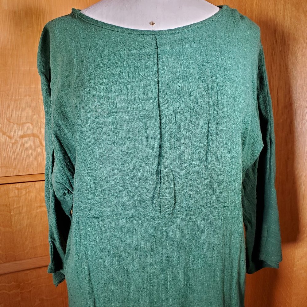 Green Linen Like Blouse